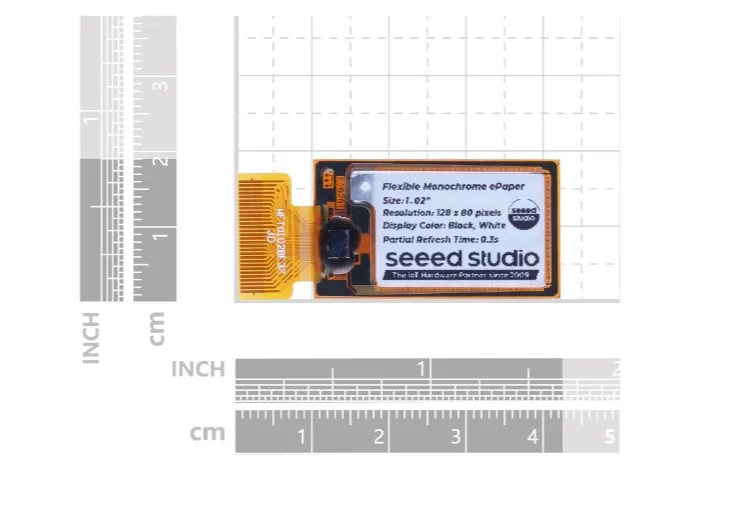 1.02" Flexible Monochrome ePaper Display with 128x80 Pixels