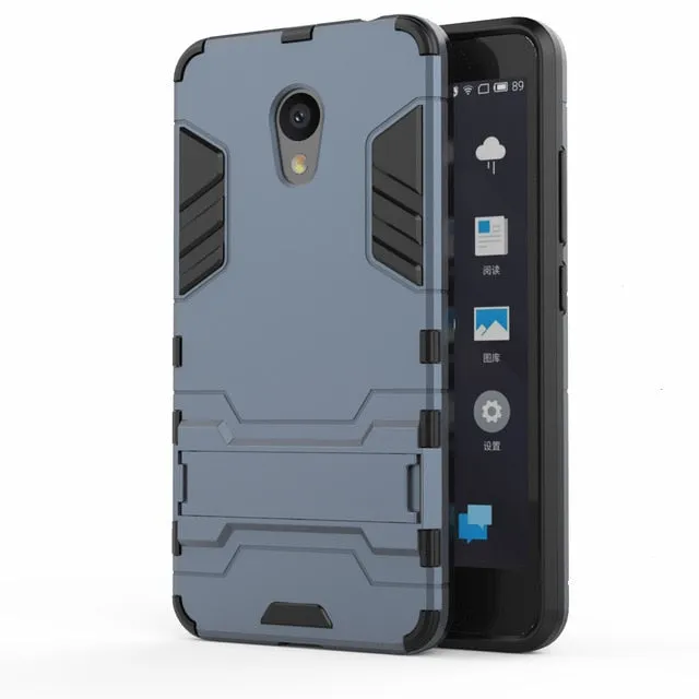 MEIZU M5C Case Armor Shockproof Stand Silicone Soft Protect Back Cover MEIZU M6 Note Case Meizu M5S A5 M5 M6T MX6 15 Plus Case